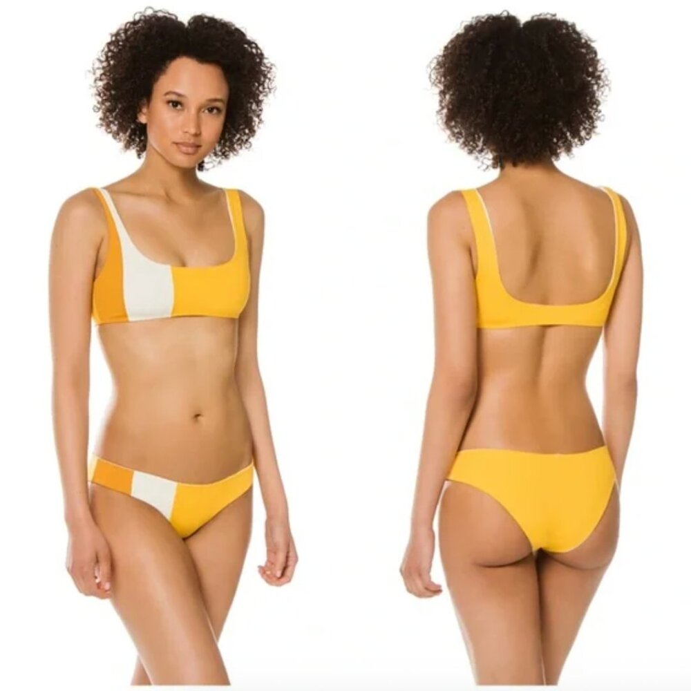 L*Space Yellow and White Bikini BOTTOM